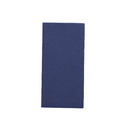 A rectangular, dark blue napkin from the "DAILY Collection" by PAPSTAR GmbH in the format 32 cm x 32 cm with 1/8 folding is presented vertically on a plain white background and adds a touch of sustainable coziness to any table decoration.