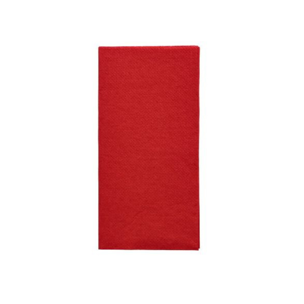 A neatly folded, rectangular PAPSTAR napkin "DAILY Collection" 1/8-fold 32 cm x 32 cm in red lies on a white background. Its slightly visible structure adds a touch of elegance to the table decoration, while its edges remain clean and straight.