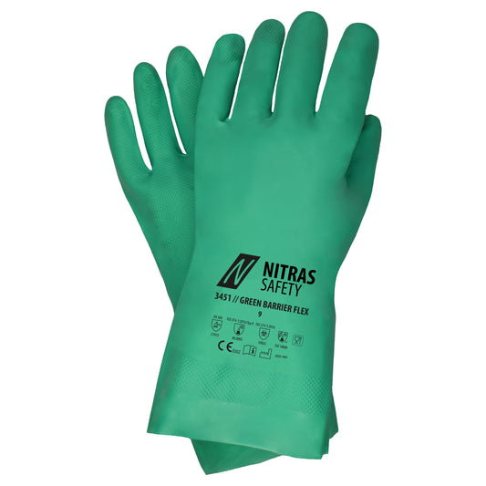 NITRAS GREEN BARRIER FLEX, chemical protection gloves, green