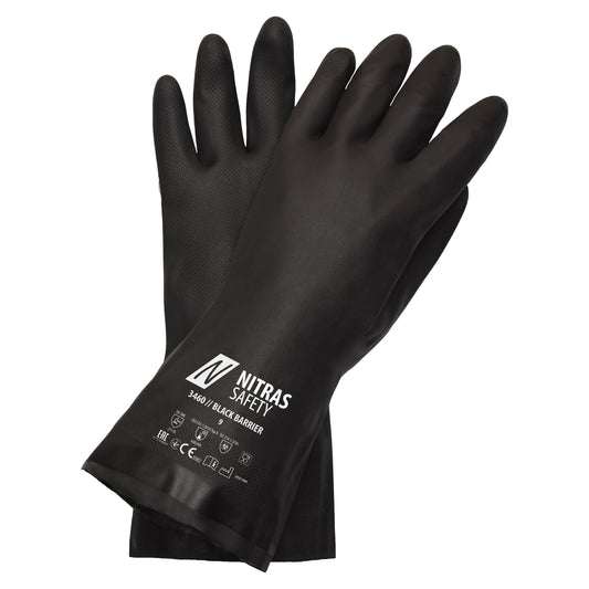 NITRAS BLACK BARRIER, chemical protection gloves, black