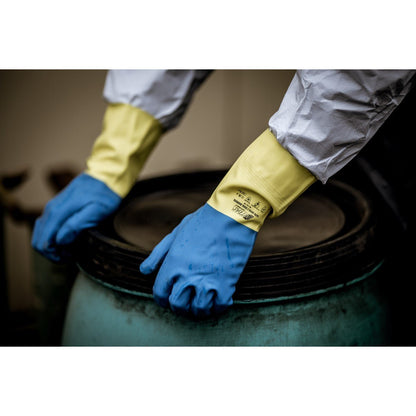 NITRAS DUAL BARRIER, chemical protection gloves, yellow / blue