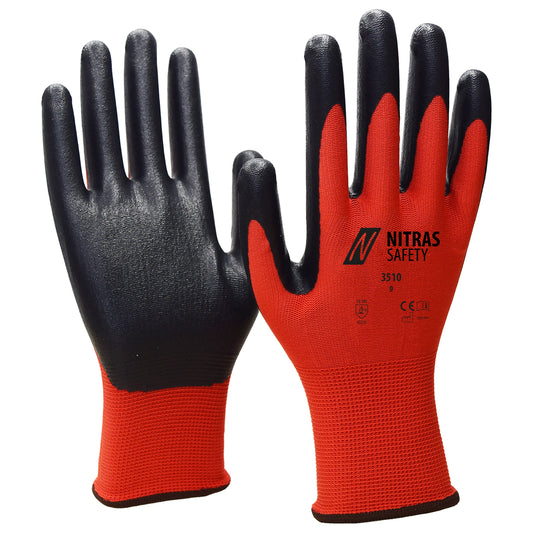 NITRAS nylon gloves, red / black