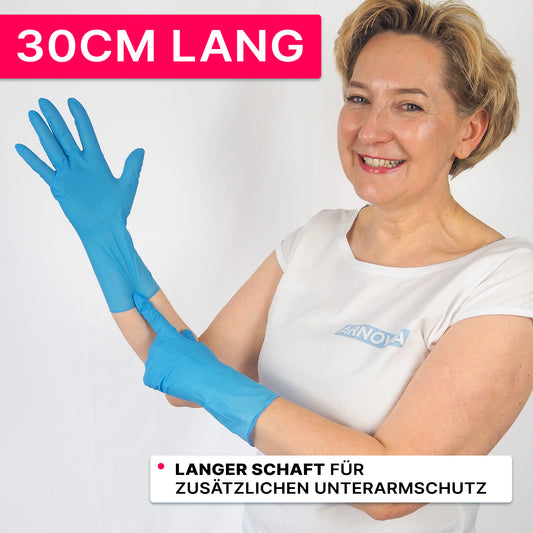 ARNOMED NITRIL BLUE XTRA LONG Extra long (30cm) disposable gloves made of nitrile in blue