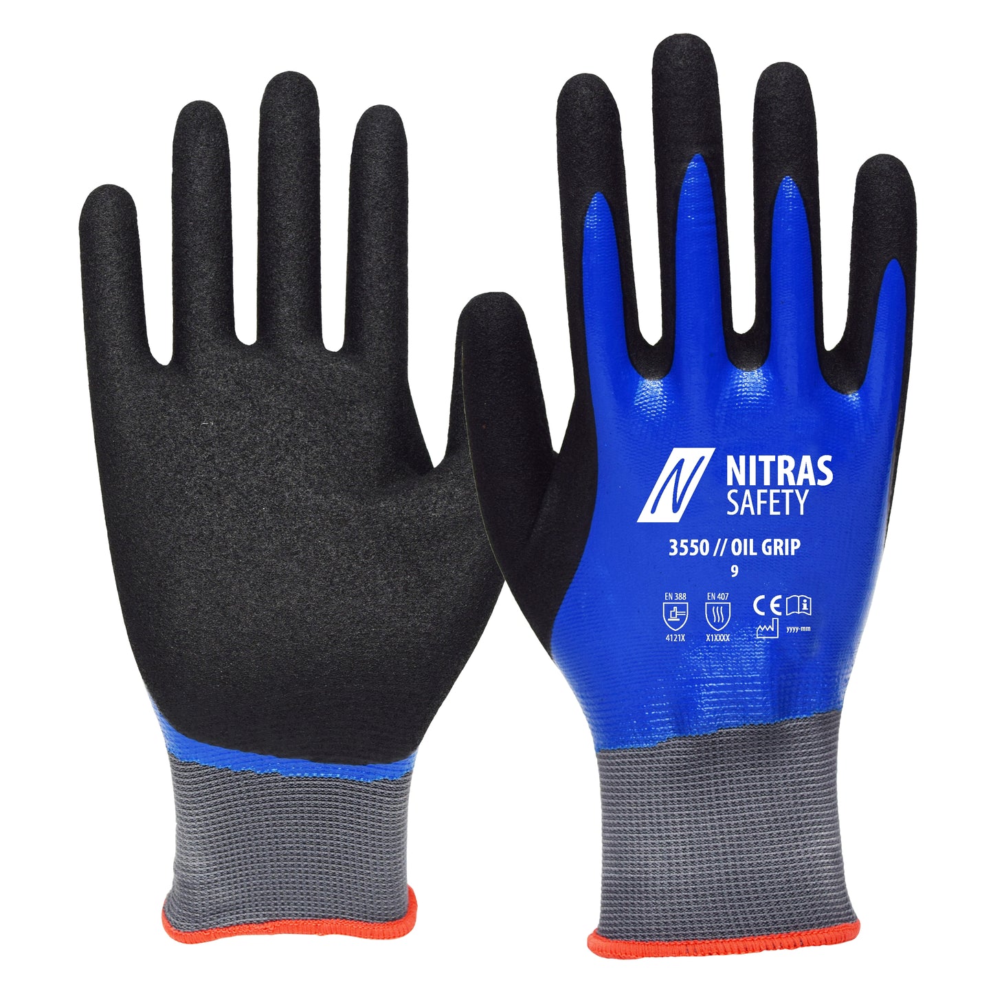 NITRAS OIL GRIP, assembly gloves, blue / black