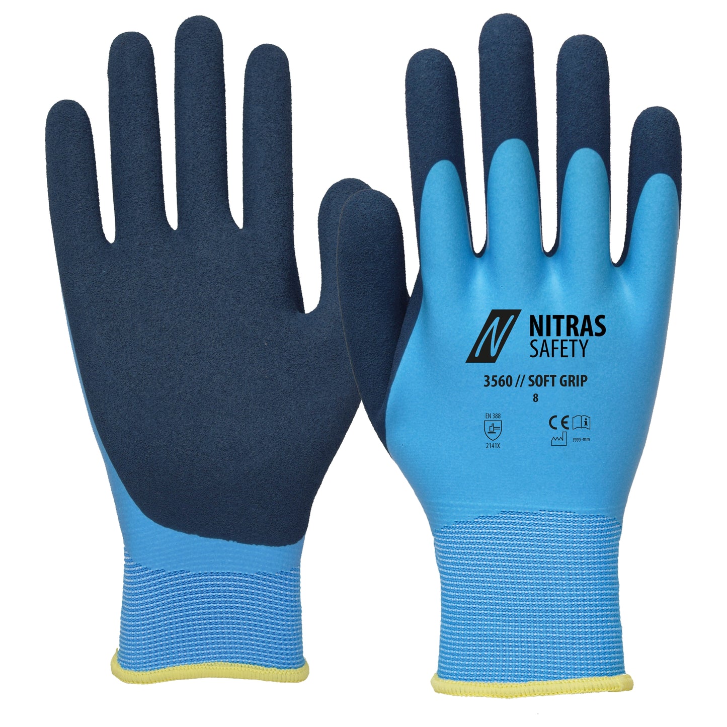 NITRAS SOFT GRIP, assembly gloves, light blue / dark blue
