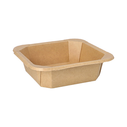 The Starpak 25 lunch boxes, square cardboard from Starpak are square, eco-friendly cardboard containers with angled sides and rounded corners - ideal as a lunch box or for take-away meals.