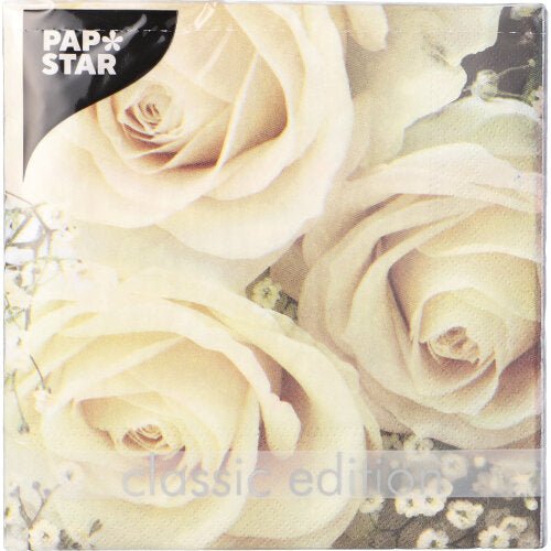 A pack of PAPSTAR GmbH 20 napkins, 33x33 cm, 3-ply, 1/4-fold from the design set 2.