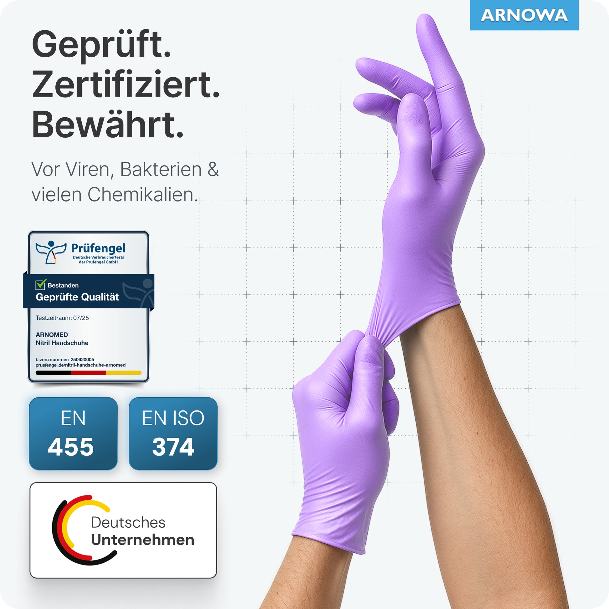 ARNOMED NITRILE LAVENDER VIOLET disposable gloves made of nitrile violet