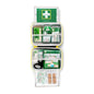 The First Aid Kit MEDIUM from Orkla Wound Care AB offers labeled compartments with bandages, a resuscitation mask, scissors, wound cleaner, burn gel, and plasters in a compact soft case - neatly organized.