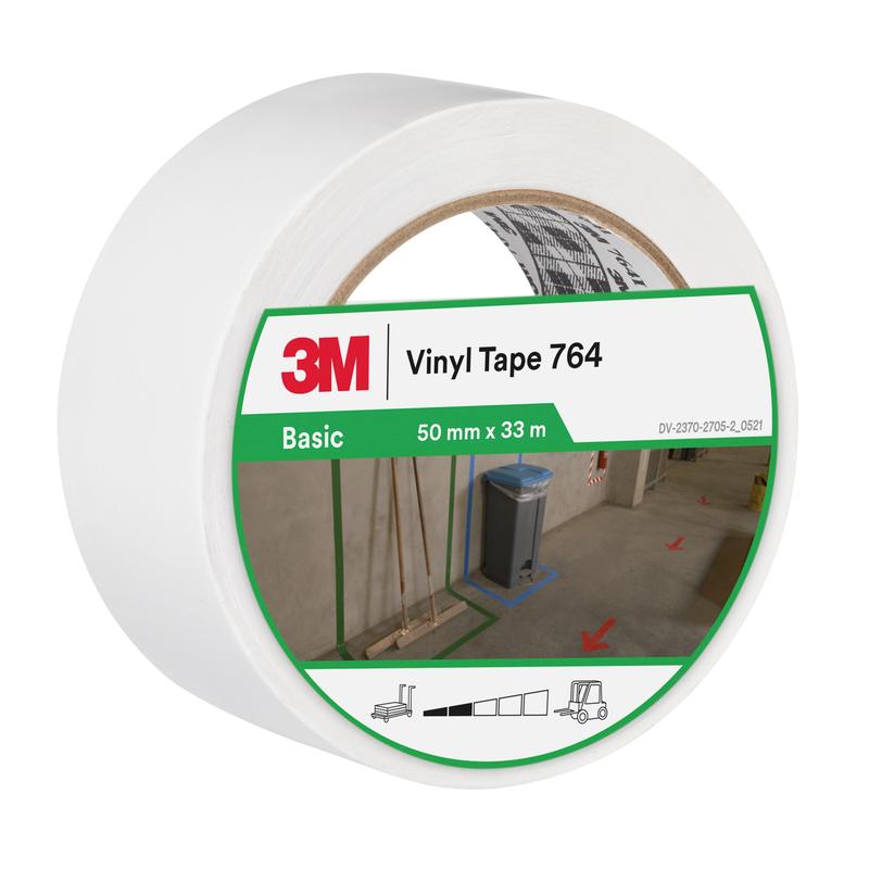 3M™ General Purpose PVC Tape 764, White, 50mm x 33m, 0.13mm, Individually Wrapped | Pack (1 roll)