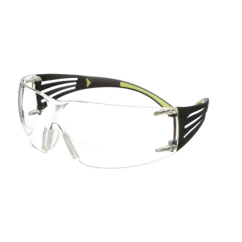 3M™ SecureFit™ 400 Reader Safety Glasses, Black/Green Temples, Anti-Scratch/Anti-Fog Coating, +2.0 Power Clear Lens, SF420AS/AF-EU, 20 per pack | Pack (1 piece)