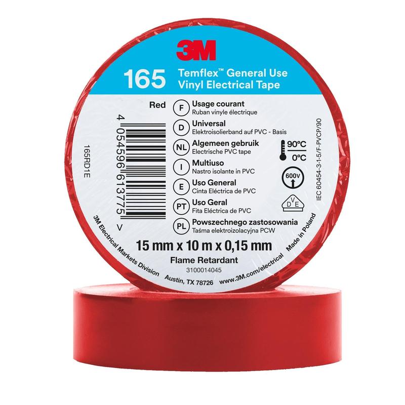 3M™ Temflex™ Vinyl Electrical Tape 165 Red