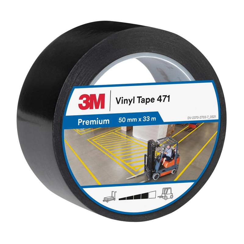 3M™ Soft PVC Tape 471, Black, 50mm x 33m, 0.14mm, Individually Packed | Pack (1 roll)