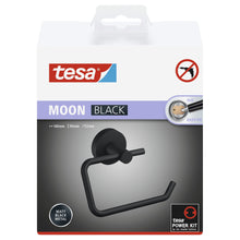 tesa MOON BLACK Toilettenpapierhalter, schwarz matt, inkl. Klebelösung