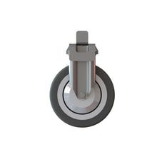 A single fixed 125mm gray wheel from Diversey Deutschland GmbH & Co. OHG, suitable for TASKI trolleys; package contains 1 piece from the TASKI trolley wheel set fixed 125mm, compatible with matching swivel casters.