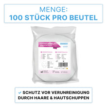 Ein versiegelter Beutel mit der Aufschrift "ARNOMED PP-Bartschutz Weiß, mit Gummizug, Einweg | Beutel (100 Stück)" der ARNOWA GmbH enthält 100 weiße Einweg-Bartschutzhüllen zum Schutz vor Kontamination durch Haare und Hautschuppen.
