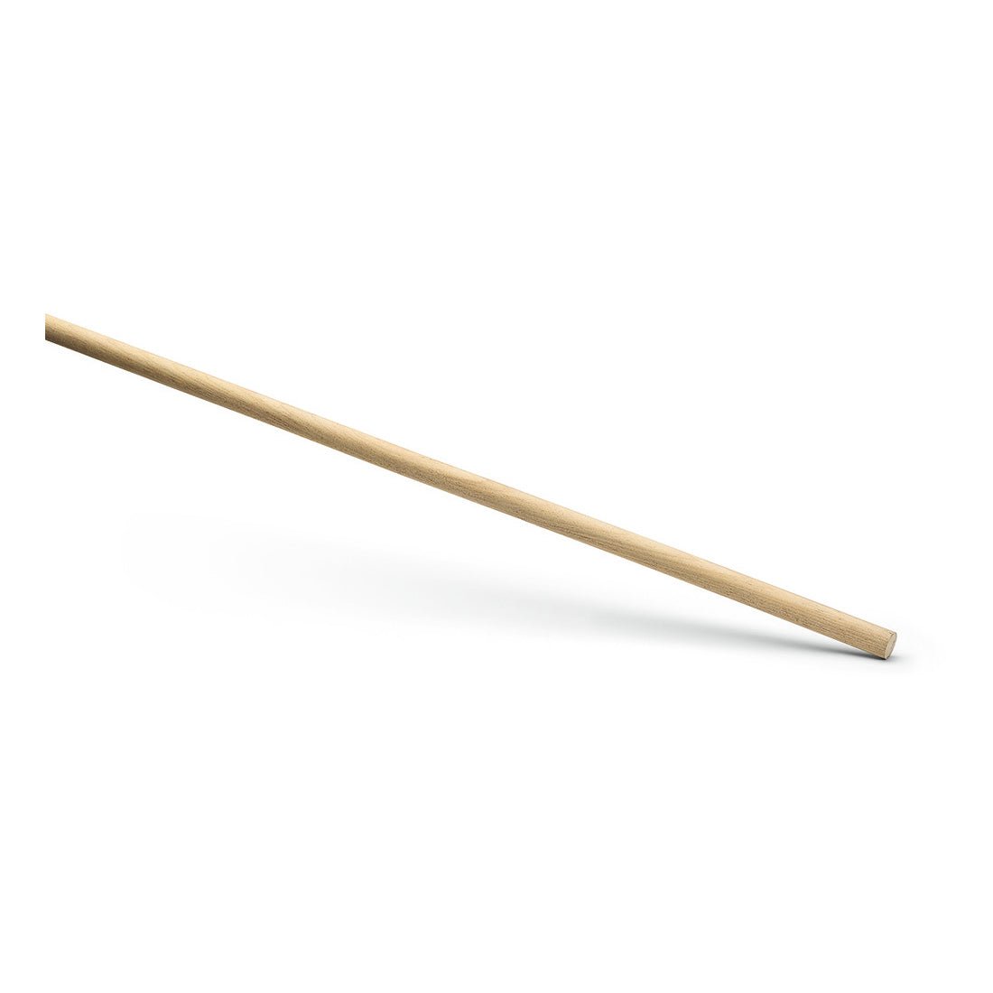 A single Nölle Profi Brush hardwood broom handle 140 cm, Ø 23.5 mm from Nölle Profi Brush Bürsten- & Pinseltechnik e.K. lies at an angle on a white background and casts a faint shadow.