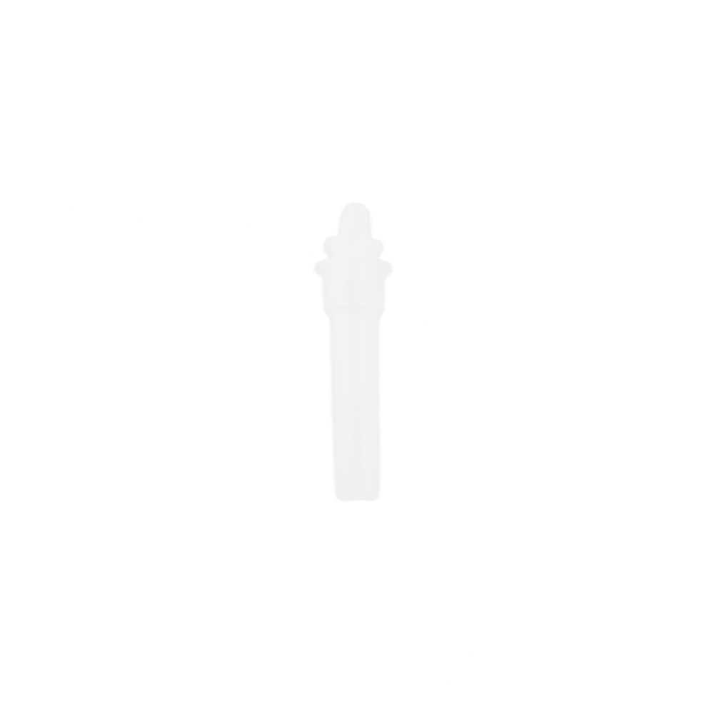 A single transparent plastic dropper with a bulbous tip and a narrow tube, centered on white—ideal for use with the Altruan Strep A - Bisaf Professional 1 Test | Pack (1 piece).