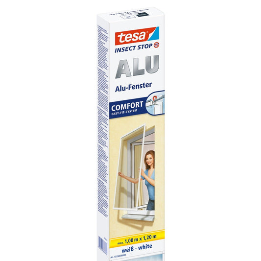 tesa Aluminum-Frame Fly Screen for Windows, White, 1 m x 1.2 m