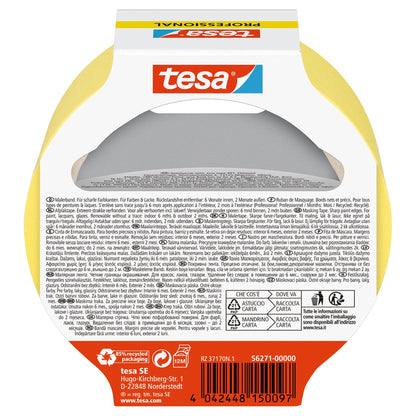 tesa Professional Painter's Tape, Yellow, 25 m x 38 mm