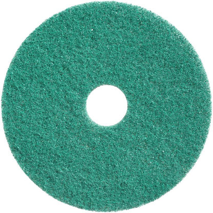 The Twister Pad, green from Diversey Deutschland GmbH & Co. OHG is a circular, textured cleaning pad with a central hole, ideal for maintenance cleaning of stone floors. Its uniform color ensures consistent cleaning performance.