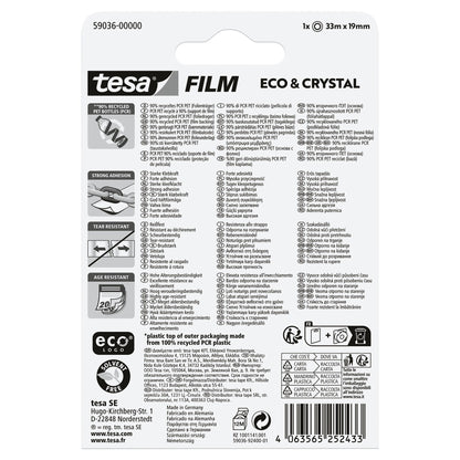 tesafilm Eco & Crystal, transparent, im Blister, 33 m x 19 mm