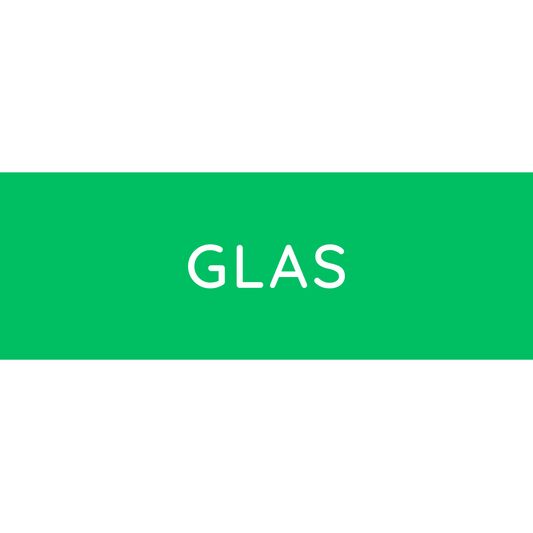 Der Novocal Farbiger Wertstoffaufkleber groß, mit Text: Glas (Grün) zeigt "GLAS" in weißen Großbuchstaben auf kräftigem grünem Hintergrund - ideal als Glasabfall-Aufkleber zur Unterstützung der Mülltrennung von Glas. Die Packung enthält 1 Stück.