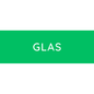The Novocal colored recycling sticker large, with text: Glass (Green) shows "GLASS" in white capital letters on a bold green background - ideal as a glass waste sticker to support the separation of glass waste. The package contains 1 piece.