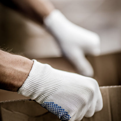 NITRAS knitted gloves, nylon / cotton, white / blue