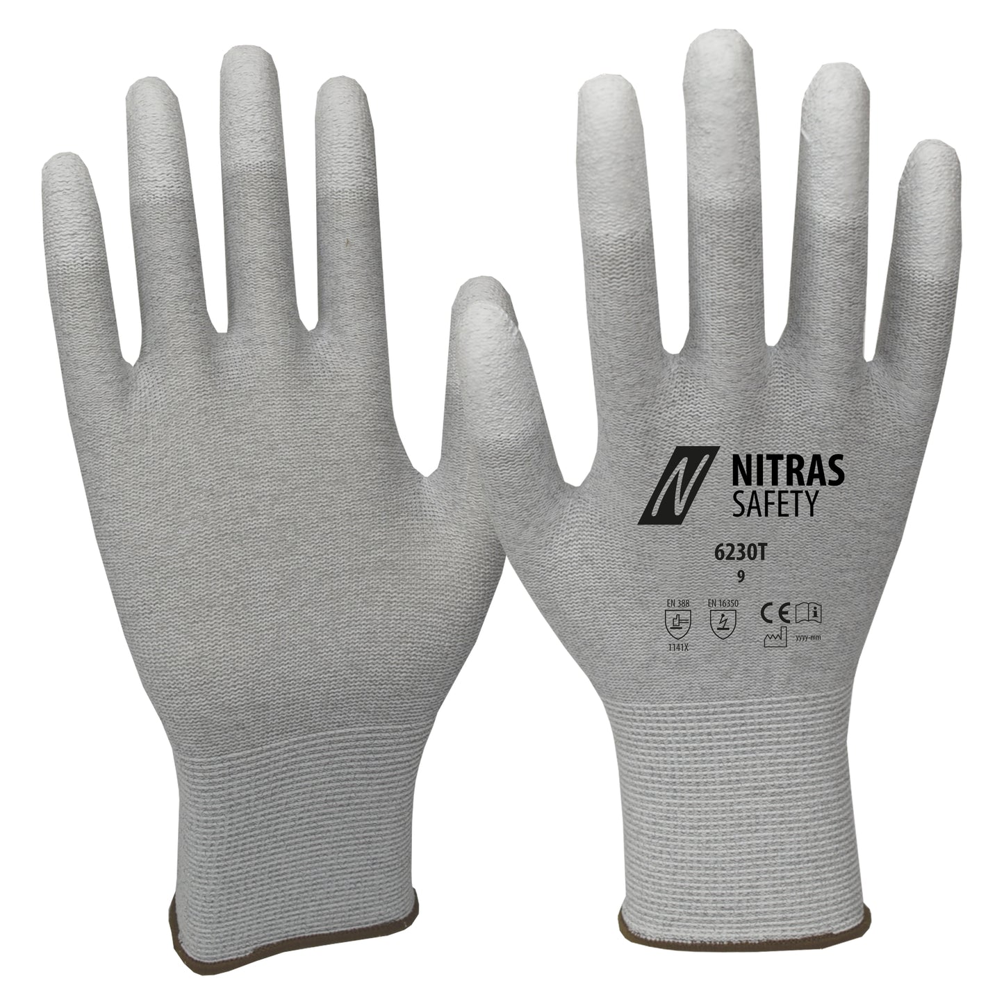 NITRAS antistatic gloves, gray / white