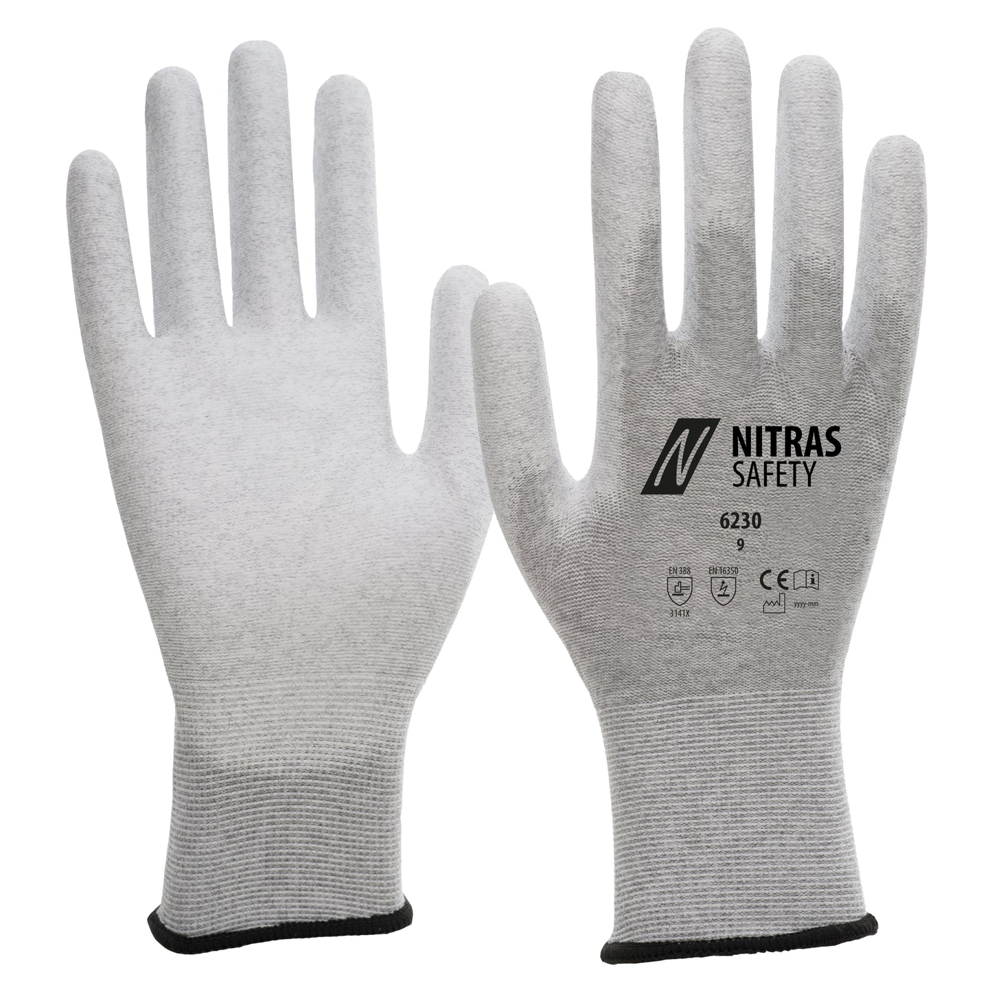 NITRAS antistatic gloves, gray / white