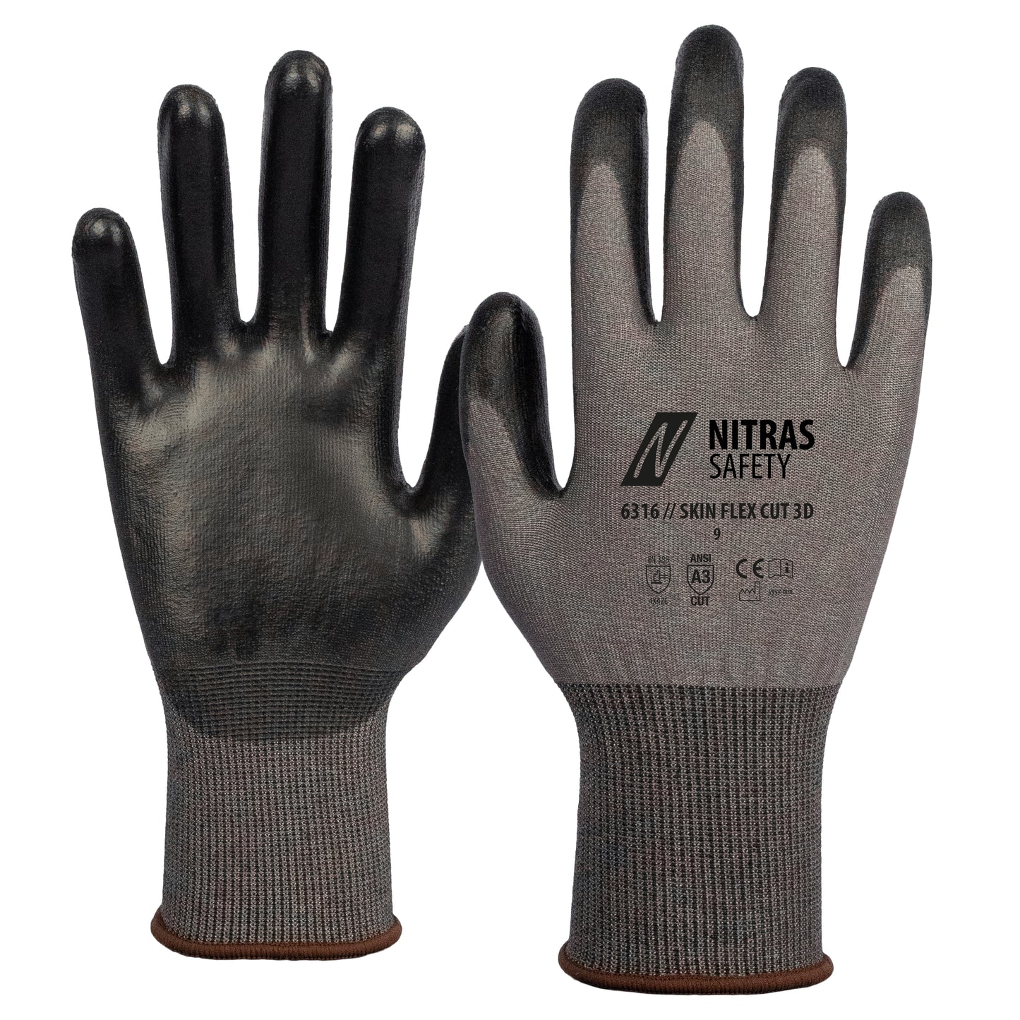 NITRAS SKIN FLEX CUT 3D, cut protection gloves, gray / black