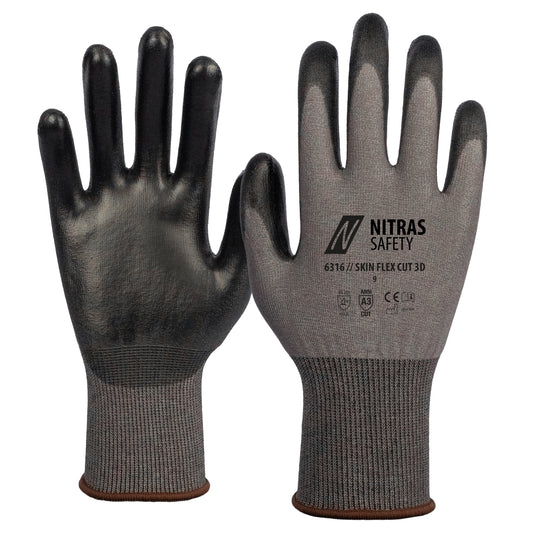 NITRAS SKIN FLEX CUT 3D, cut protection gloves, gray / black