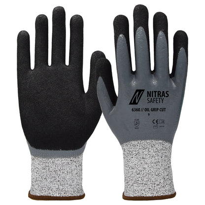 NITRAS OIL GRIP CUT, cut protection gloves, gray / black