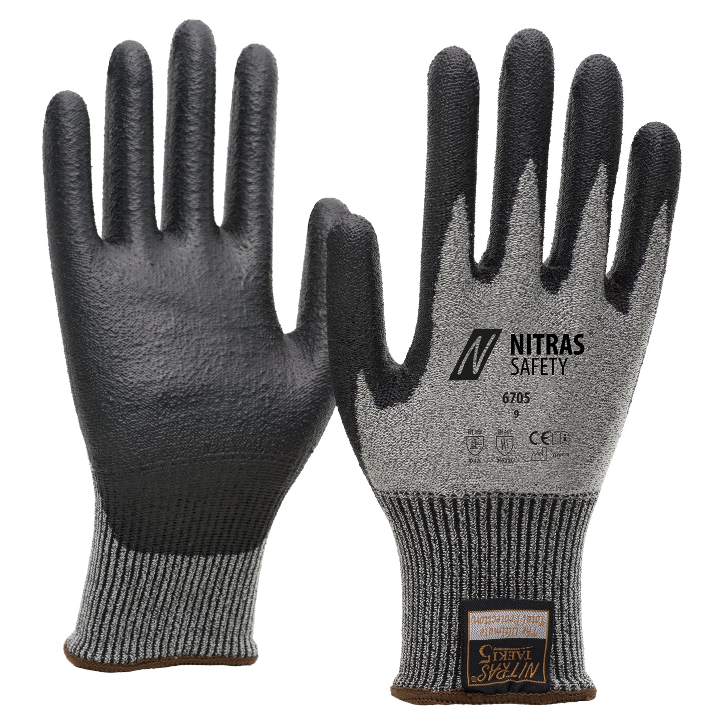 NITRAS TAEKI cut protection gloves, gray / black