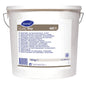 A white 10 kg bucket of Diversey Deutschland GmbH & Co. OHG Clax Oxy 40C1 oxygen bleach, with multilingual product information, metal handle, and barcode; ideal for commercial laundries and oxygen bleaching at low temperatures.
