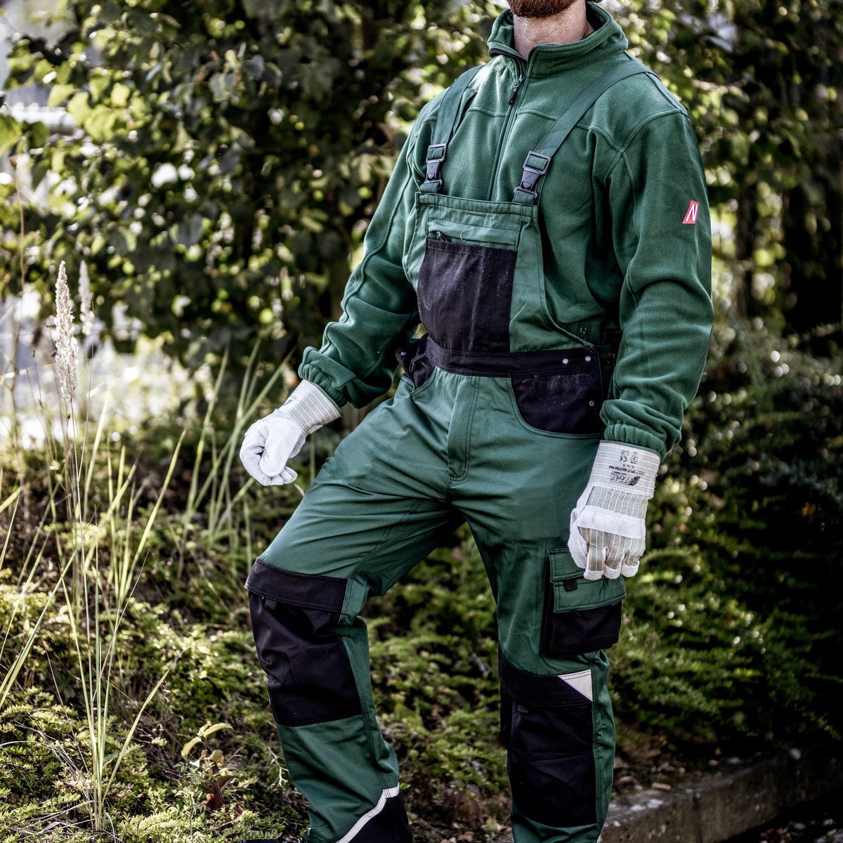 NITRAS MOTION TEX PLUS, dungarees, green / black