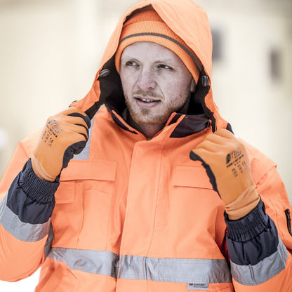 NITRAS MOTION TEX VIZ PLUS, high-visibility pilot jacket, neon orange / navy blue
