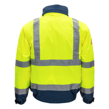 NITRAS MOTION TEX VIZ PLUS, high-visibility pilot jacket, neon yellow / navy blue