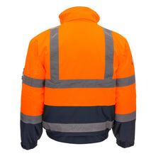 NITRAS MOTION TEX VIZ, high-visibility pilot jacket, neon orange / navy blue