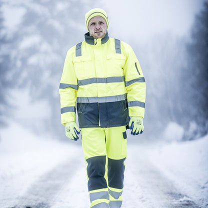 NITRAS MOTION TEX VIZ, high-visibility parka, neon yellow / navy blue