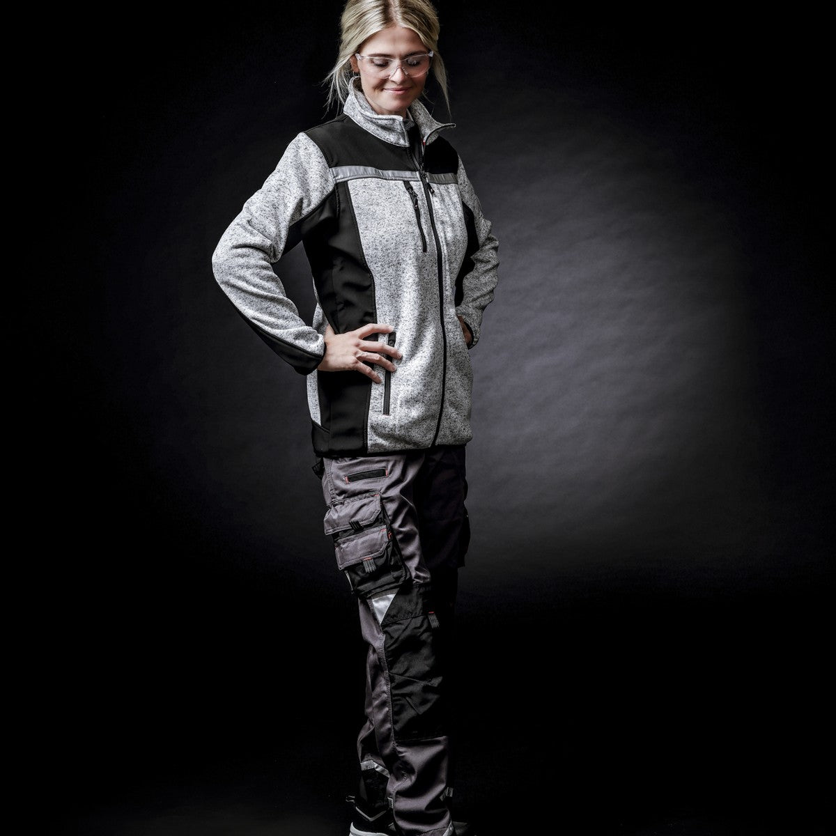 NITRAS MOTION TEX PLUS, knitted softshell jacket, light gray / black
