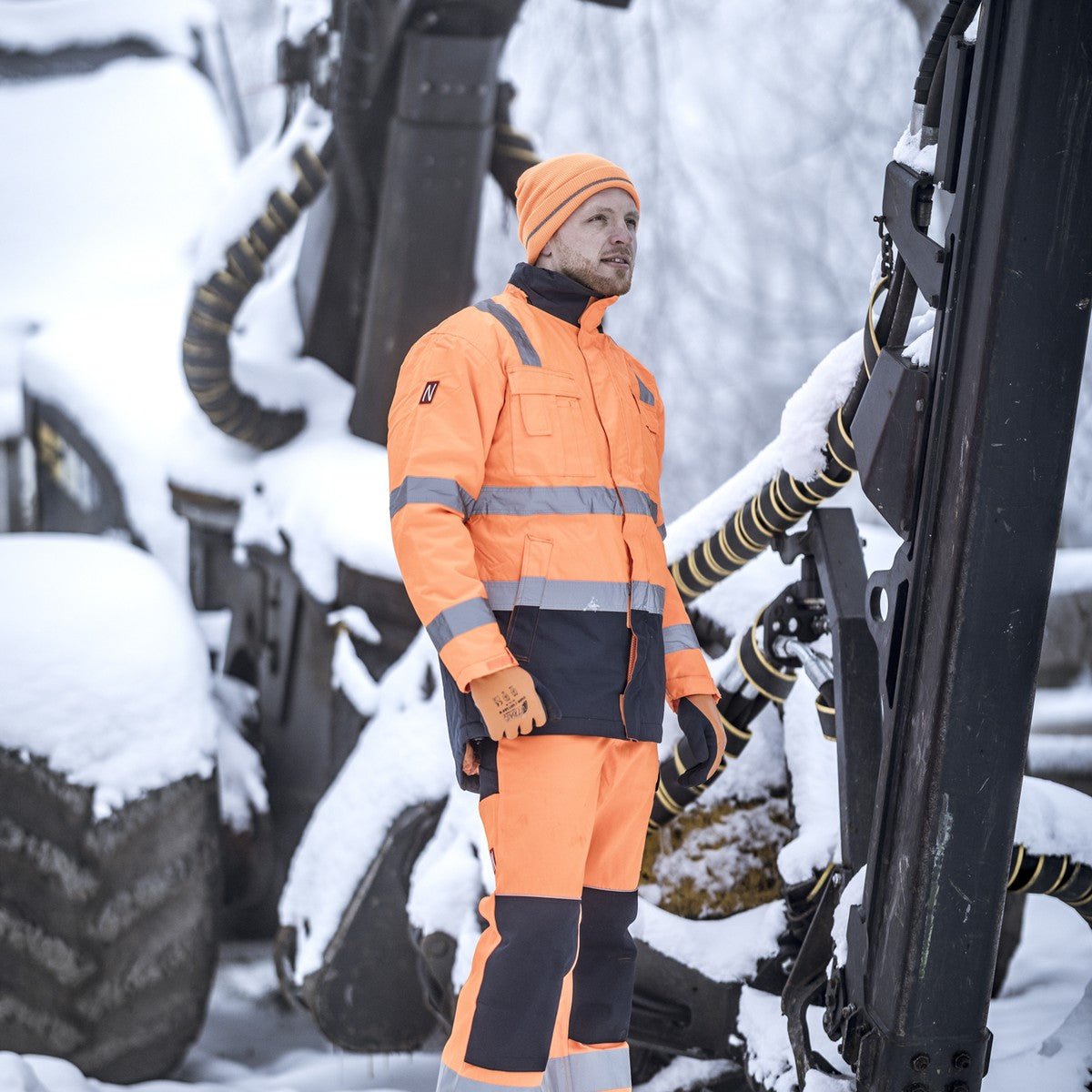 NITRAS MOTION TEX VIZ, high-visibility parka, neon orange / navy blue