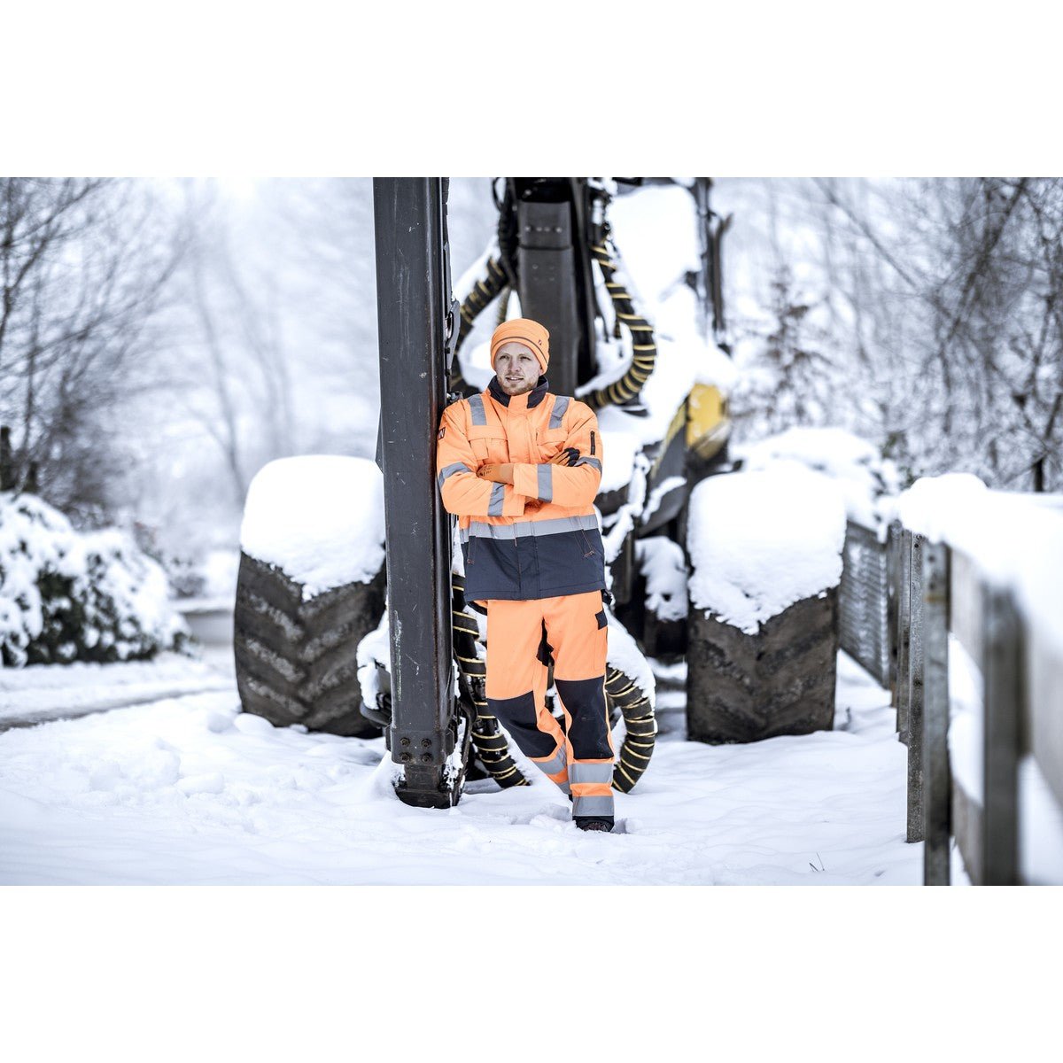 NITRAS MOTION TEX VIZ, high-visibility parka, neon orange / navy blue