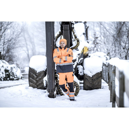 NITRAS MOTION TEX VIZ, high-visibility parka, neon orange / navy blue