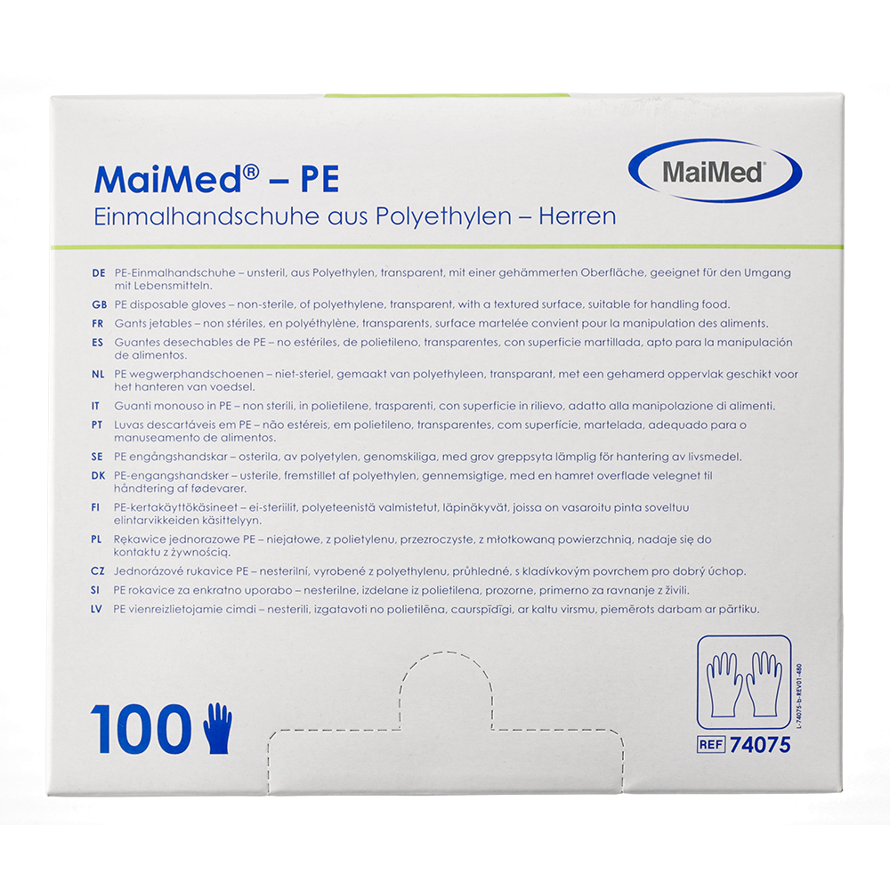 MaiMed-PE disposable gloves made of PE, non-sterile, 100 pieces/box