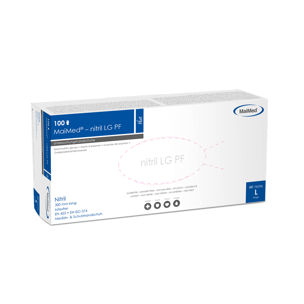 MaiMed-nitrile LG PF blue, non-sterile powder-free latex-free gloves, length 300mm