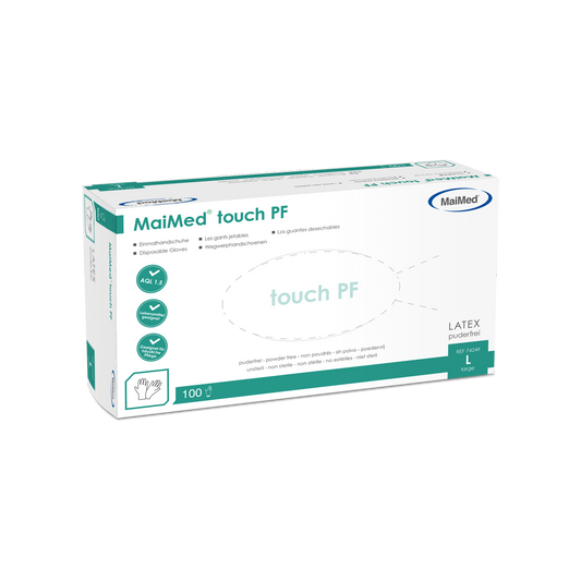 MaiMed touch PF disposable latex gloves, powder-free, 100 pieces/box