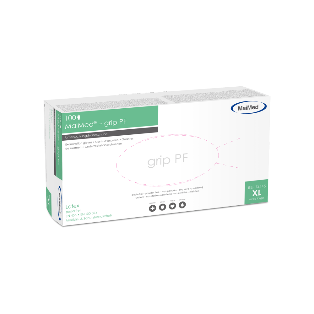 MaiMed-grip PF, non-sterile, powder-free latex examination gloves