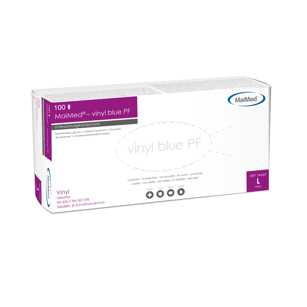 MaiMed-vinyl blue PF, non-sterile, powder-free vinyl examination gloves 100 pieces/box